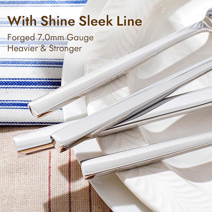 KINGSTONE Silverware Set 40-Piece Flatware Cutlery Set Premium Stainless Steel Service for 8 for Kitchen Home Wedding Party Mirror Polished and Dishwasher Safe