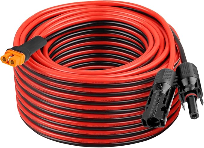XRDS -RF Solar Panel Adapter Cable to XT60i 50FT - 10AWG XT60i Female Solar Cable Tinned Copper Wire with PVC Jacket XT60i Solar Extension Cable for Power Station and Portable Generator