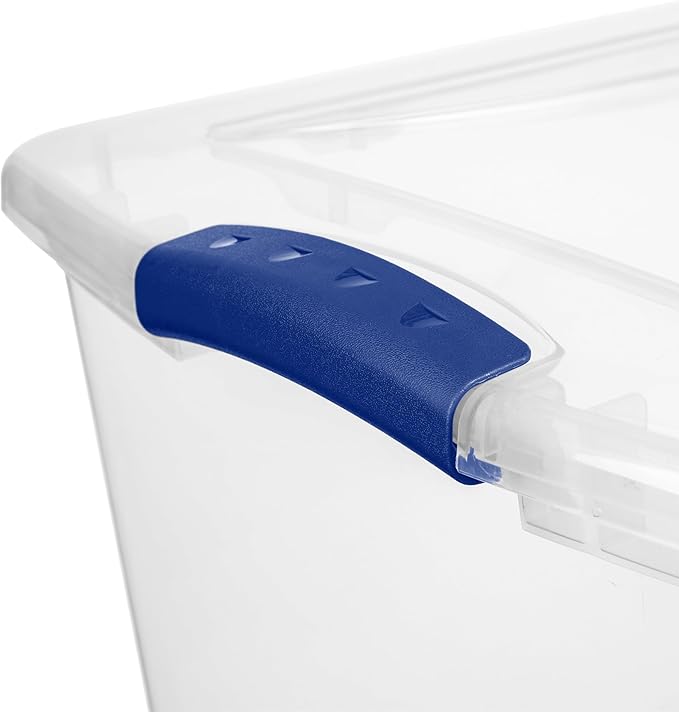 2 Pack 66 Quart - Large Clear Plastic Storage Bins with Blue Latch Stackable Container Boxes for Home and Office Organization