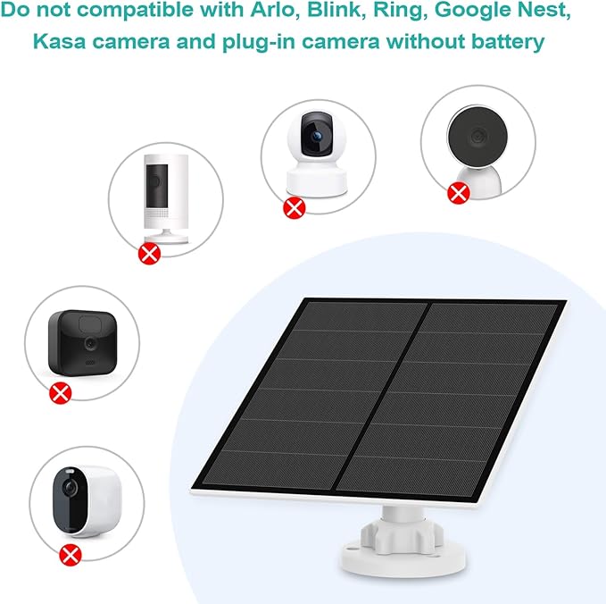 Solar Panel for Security Camera 5W USB Solar Panel for Micro USB and USB-C Port Outdoor Rechargeable Battery Camera Solar Panels with 9.8ft Cable Adjustable Wall Mount IP65 Waterproof 2 Pack
