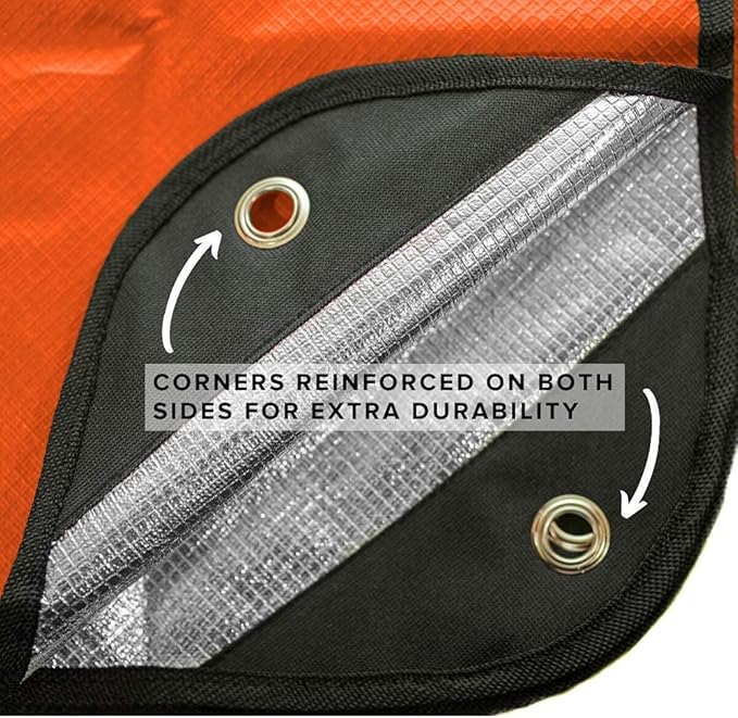 Arcturus Insulated Tarp Reusable Heavy Duty Thermal Survival Blanket – 60x82in Reflects 90% Body Heat Waterproof Windproof 3-Layer Design Reinforced Grommets Orange