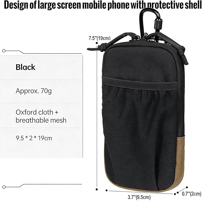 Cell Phone Pouch for Belt - Universal EDC Waist Bag with Secure Zipper Closure Tactical Molle Loop Belt Holder