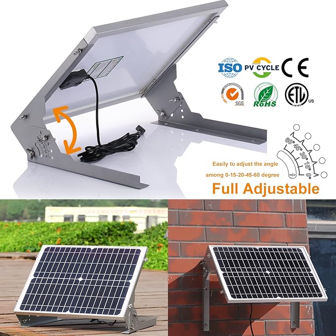 SUNER POWER 20W 12V Solar Battery Charger Maintainer Built-in Smart MPPT Charge Controller Adjustable Mount Bracket Waterproof 20 Watt Solar Panel Kits for Car Automotive Boat Marine RV Trailer