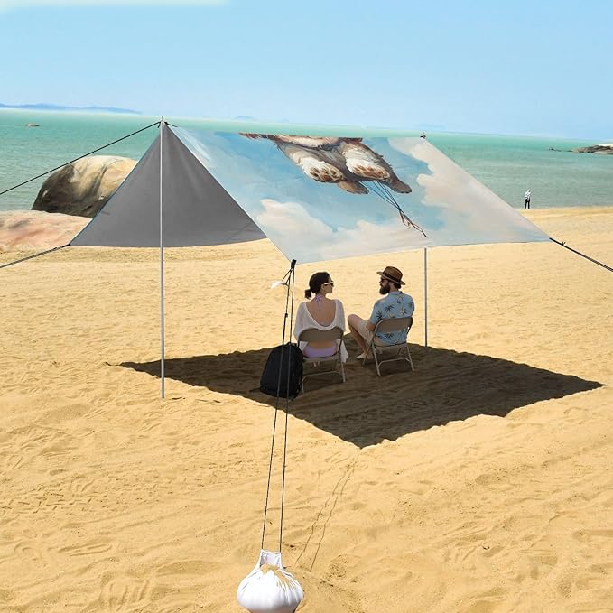 ALAZA Cute Puppy Balloon Beach Tent Sun Shelter Portable Canopy Sunshade for Outdoor Camping Picnics Backyard Fun 10x9 ft
