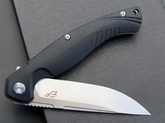 Eafengrow EF953 Pocket Folding Knife G10 Handle D2 BladeEDC Tool Knife for Outdoor Camping Hiking (Black)