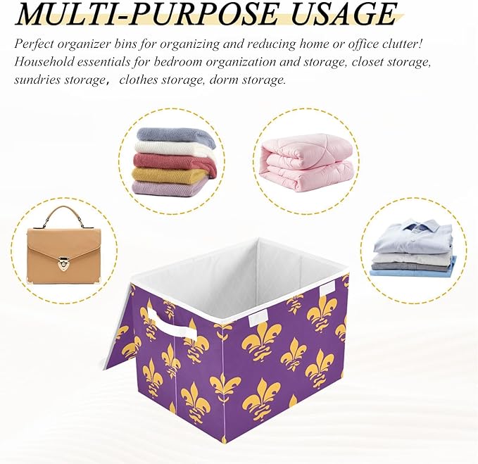 Graffiti Mardi Gras Logo Pattern Foldable Storage Baskets Fabric Boxes with Handle Organizers with Flip-Top Lids Storage Bins for Home Bedroom Office