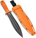 ODENWOLF W-SowCatcher Fixed Blade Knife with Sheath - Large Hunting-Knife made of D2 steel - Big Fixed Blade Double Edge Knives with TPE Handle