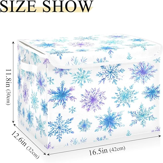 Christmas Baskets Collapsible Storage Bins with Lids Blue Purple Snowflakes A Storage Boxes Clothes Baskets for Organizing