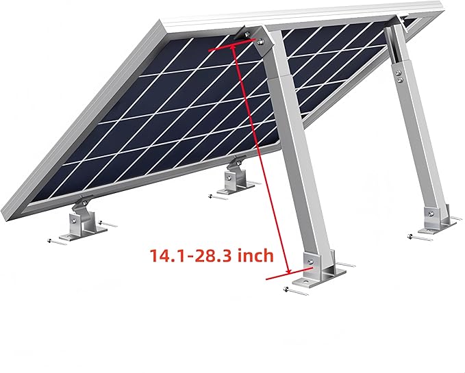 2 Set Solar Panel Tilt Mounting Brackets 15-30° Adjustable Solar Panel Stands Aluminum Alloy RV Solar Panel Ground Roof Mounting Kits for 50W 70W 100W 150W 200W 300W 400W Panels 14.1”-28.3”