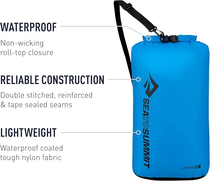 Sea to Summit Sling Lightweight Dry Bag with Shoulder Strap 10 Liter Blue