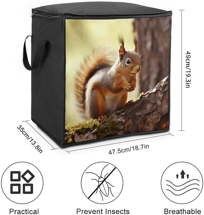 Comforter Storage Bag Clothes Storage Bins with Lids Foldable Funny Squirrel1 Print Storage Containers for Clothing Blanket Bedding Comforter