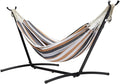 Amazon Basics Double Portable Hammock with Space Saving Steel Stand and Carrying Case 2 Person 470lb Capacity Multi Color 118 x 46 x 39