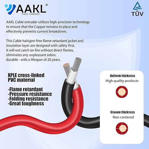 Solar Extension Cable 30 Ft 10AWG (6mm²) Solar Power Cable Wire Male Female Connectors Gauge 30' 30A Wire for Roof PV Wire Solar Panel Cables 10 Gauge Wire