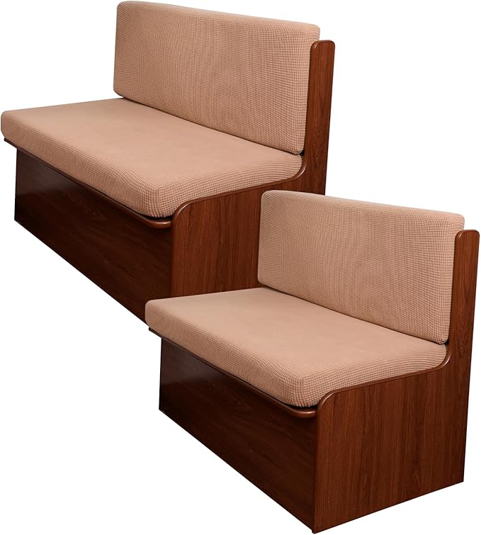 KRFOONN RV Dinette Cushion Covers Stretch Camper Cushions Cover Replacement Couch Cushion Slipcovers Washable Loveseat Slipcovers for Travel Trailer Couch (2 Backrest Cover &amp 2 Bench Cover Brown)