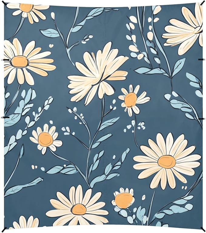 ALAZA Hand Drawn Elegant Daisy Floral Beach Tent Sun Shelter Portable Canopy Sunshade for Outdoor Camping Picnics Backyard Fun 10x9 ft