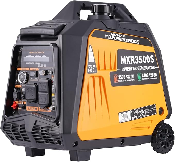 MaXpeedingrods 3500 Watt Dual Fuel Inverter Generator Remote/Electric Start Gas and Propane Powered for Home Backup Power Outdoor Camping RV Ready EPA Compliant Digital Display