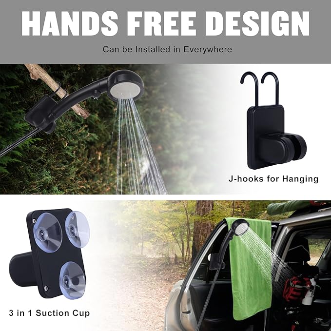 Portable Shower for Camping [Long-Lasting] Spopal 6000mAh Rechargeable Camping Shower with Intelligent LED Display 4 Spray Modes IPX7 Waterproof Outdoor Camp Pump for Hiking Travel Car Pet