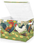 senya Baskets Collapsible Storage Bins with Lids Rooster Chick Flower Farm Storage Boxes Clothes Baskets for Organizing