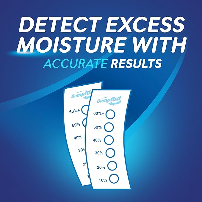 DampRid Hi-Capacity Moisture Absorber Bucket Fresh Scent 2 lb. 15.5 oz. &amp Moisture Detection Strip (2 Pack) Attracts &amp Traps Excess Moisture