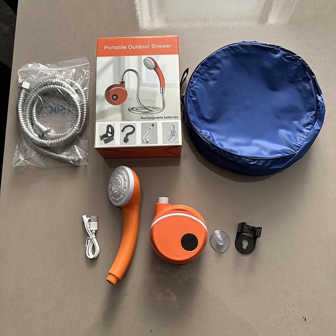 Portable Outdoor Shower for Camping High Pressure Camping Shower with Adjustable Spray Modes Rechargeable Battery Powered Water for Travel Beach Garden Cleaning Washing
