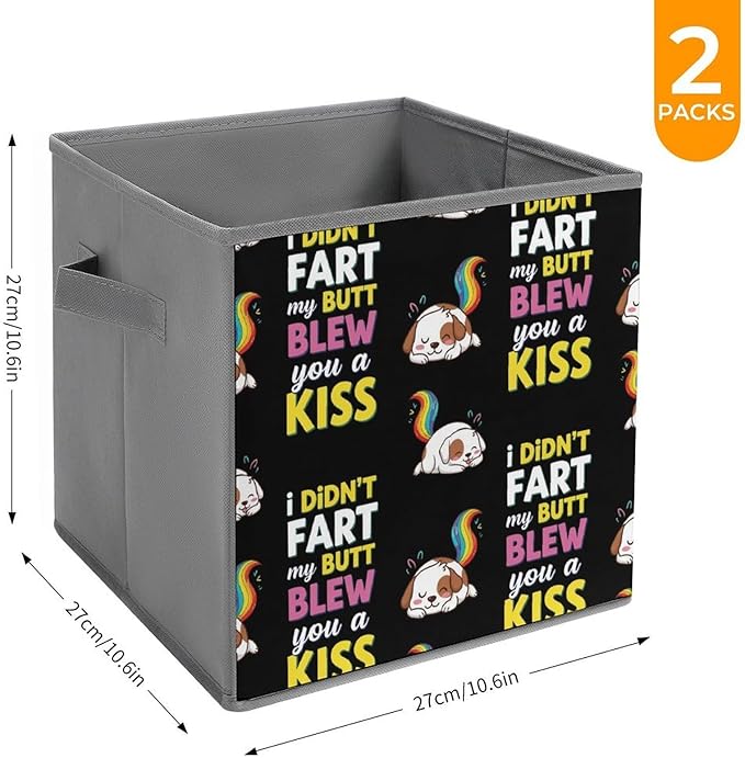 Collapsible Fabric Storage Bins with Handles I Didn'T Fart My Butt Funny Dog Versatile Foldable Cube for Organizing Kids' Toys Games Perfect for Playroom &amp Nursery