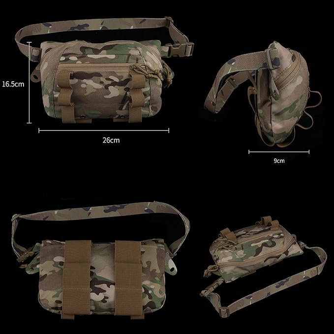 Large Multi-Purpose Drop Pouch Universal Tactical Fanny Pack Vest Hook and Loop EDC Admin Wait Bag