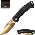 ALBATROSS Black &amp Gold Pocket Knife Unique Father's Day Gifts Gold D2 Blade 2oz Ultra-Light G10 Handle Liner Lock Gift Box for Father's Day Birthday