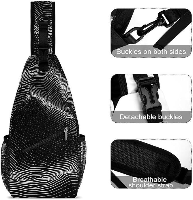 Chest Bag Chest Bag for Men Tactical Running Chests Pack Outdoor Sports Chests Bag White Line Pattern Sling Backpack Women Suitable for Hiking Running Cycling And Shopping