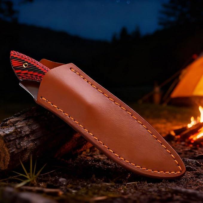 Original Design Beautiful High-Hardness Fixed Blade EDC Tool Peeling Outdoor Hiking &amp Camping Supplies Huntting Knife D2 Steel Blade G10 Handle with Sheath (Sanding)