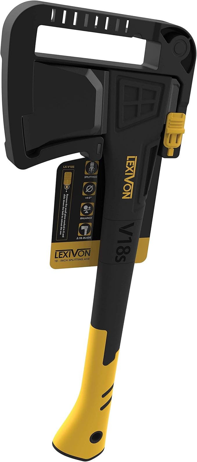 LEXIVON V18s Splitting Axe 18-Inch Lightweight Fiber-Glass Composite Handle &amp Ergonomic TPR Grip | Protective Carrying Sheath Included (LX-V18s)