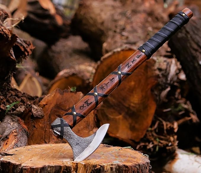 Custom Handmade Ragnor Lothbrok Viking Axe Handmade Hatchet Hunting Axe Carbon Steel Blade(FM-02)
