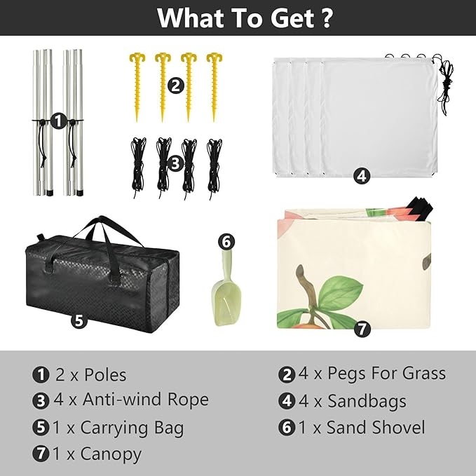 xigua Peach Beach Tent Sun Shelter with Carrying Bag - Silver Coated Oxford Fabric Beach Canopy for Beach Camping Fishing - Includes Windproof Ropes Sandbags &amp Stakes