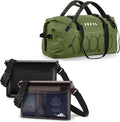 HEETA 2-Pack Waterproof Fanny Pack Pouch (Black &amp Grey) Bundled with Waterproof Duffel Bag Motorcycle Dry Bag (Green 60L)
