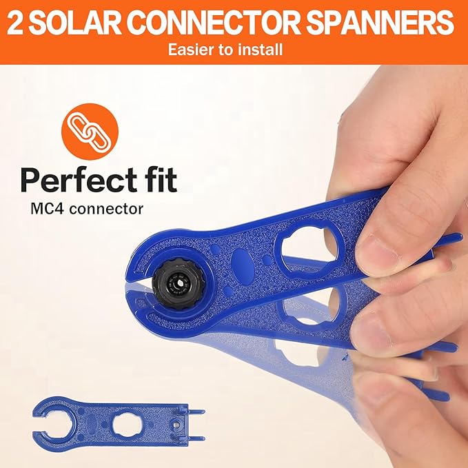 Solar Crimping Tool Kit for Panel Connectors - a Crimper 10 Pairs of Solar Wire Connectors 2 Pairs of Spanner Wrench for Solar Cable
