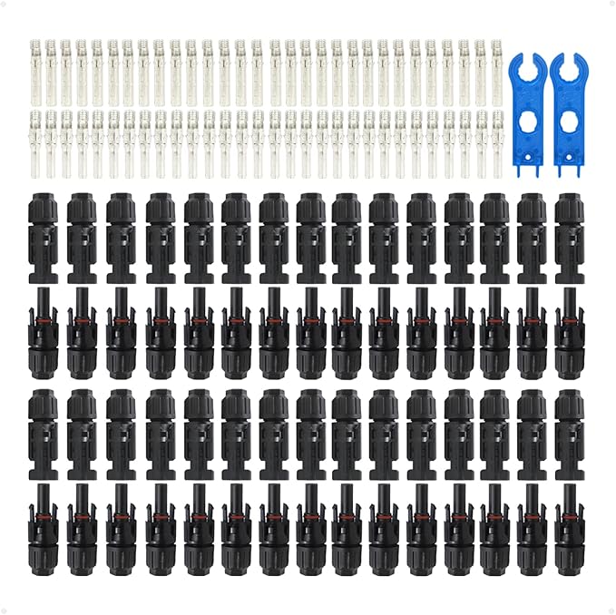 60PCS Solar Connectors Male Female with Removal Tool IP67 1000V 30A 10AWG 12AWG 14AWG Waterproof Solar Panel Cable Connectors (30 Pairs Solar Connectors)
