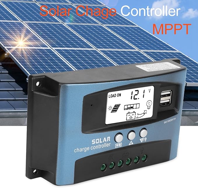 Dweekiy High-Efficiency MPPT 40A Solar Controller - LCD Display &amp 5V/2A Dual USB Ports Compatible with 12V-36V Panels (12V/24V Auto)