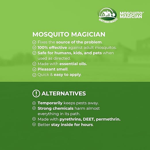 Mosquito Magician Liquid Concentrate - Kills Mosquitoes Fleas &amp Fire Ants Use with Pump or Backpack Sprayers Foggers or Automatic Misting Machines Ideal for Yards Lawns Patios 16 OZ - Min