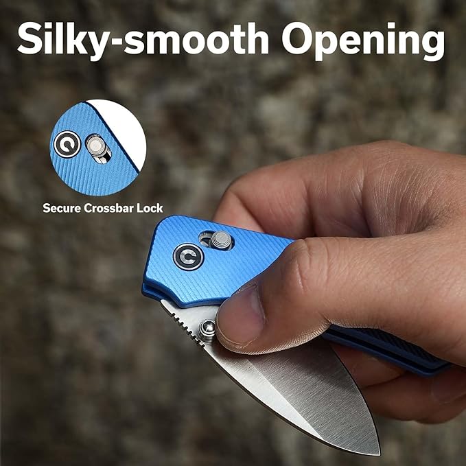 CIVIVI Small Pocket Knife for EDC Baby Banter 2 Crossbar Lock folding Knife with 2.34 Nitro-V Blade Aluminum Handle Titanium Thumb Stud Opener C23074-1