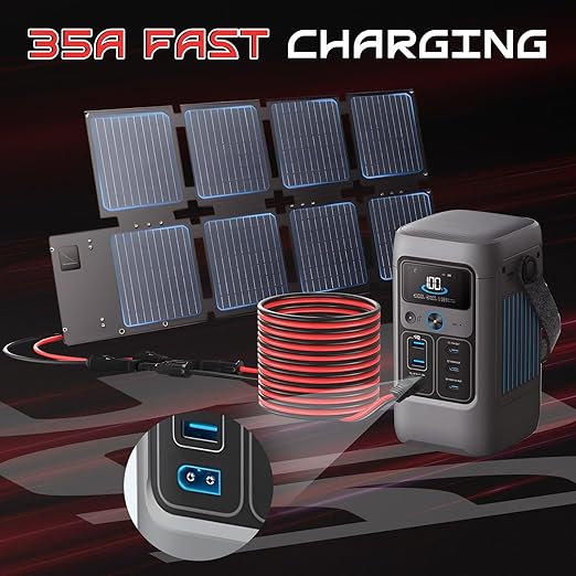 35FT 10AWG XT60 Solar Charging Cable GIBBAB Solar Panel Connector to XT60 Extension Charge Adapter Cable with Caps &amp Wire Ties for LiFePO4 Battery RV Portable Power Station Ecoflow Generator