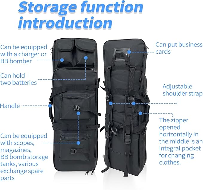 Sutekus Tactical Double Rifle Case Gun Case Padded Rifle Storage Backpack Integrated Pistol and Magazine Storage (3 Sizes 2 color)