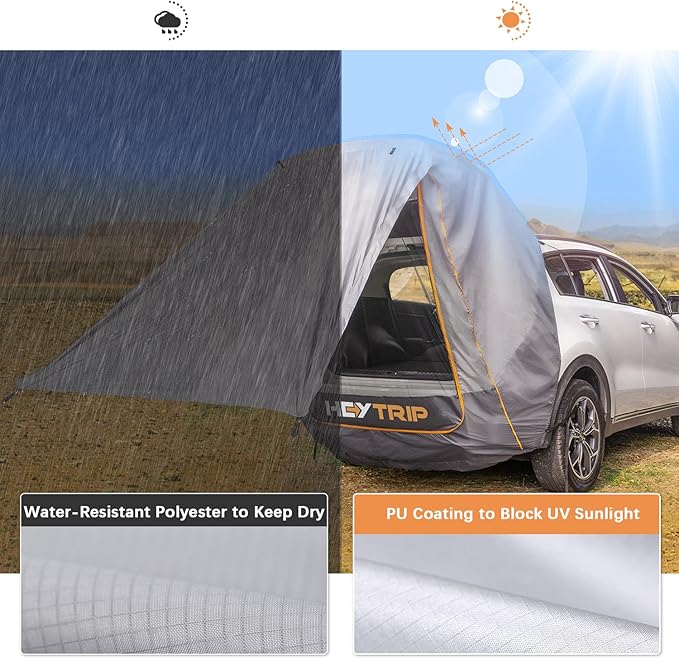 HEYTRIP Upgraded SUV Tailgate Tent with Poles &amp Stakes – Stable Awning Car Camping Tent Waterproof Windproof Hatchback Shelter Universal Fit for SUV Van &amp CUV