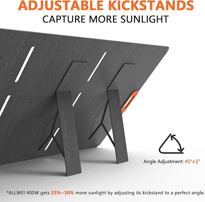 400W Foldable Portable Solar Panel for ALLWEI 1200W 2400W Power Station Solar Generator IP67 Waterproof with Adjustable Kickstand for RVs Camping Home and Blackouts