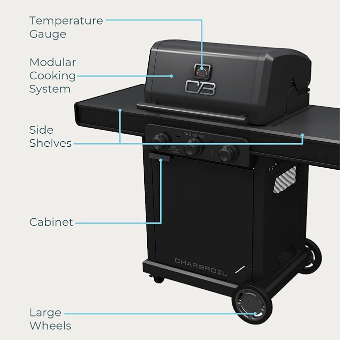 Charbroil® Pro Series™ with Amplifire™ Technology 3-Burner Propane Gas Grill and Griddle Cabinet Black - 463365124
