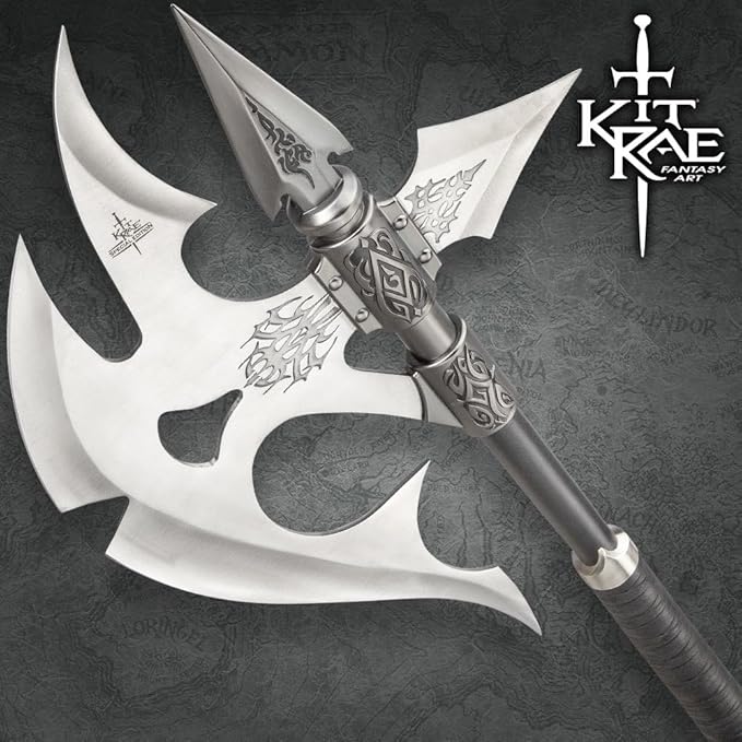 Kit Rae Black Legion War Axe - Special Edition | 19 1/2 420 Stainless Steel Blade | Leather-Wrapped Grip | Solid Metal Fittings with Back Spike | Includes Art Print &amp Certificate | 36 Overall