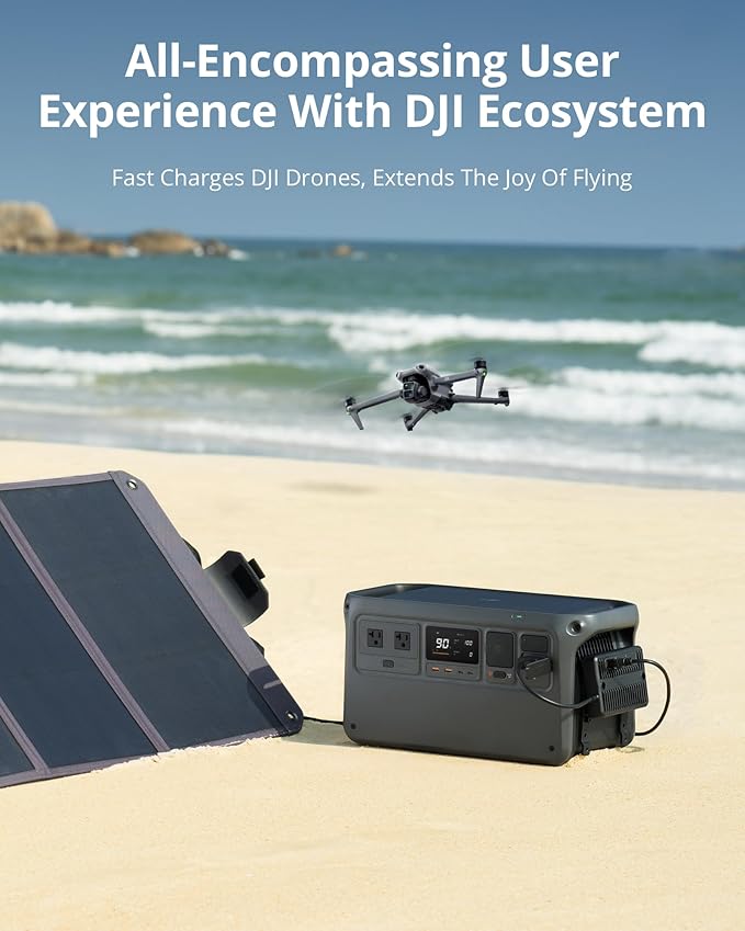 DJI Power 1000 Portable Power Station 1024Wh LiFePO4 Battery 2200W (Peak 2600W) AC/140W USB-C Output 23db Ultra-Silent Solar Generator For Home Backup Camping (Solar Panel Optional)