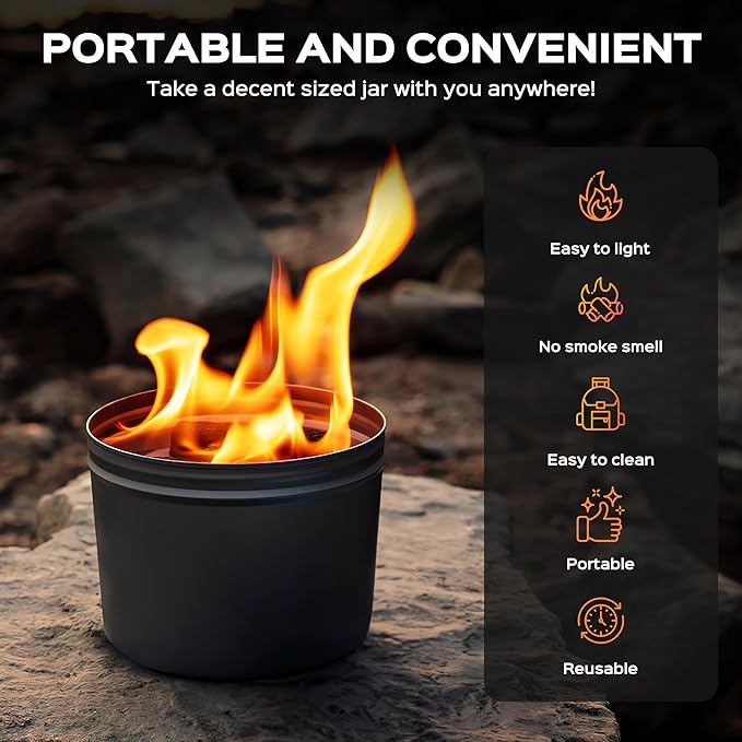4 Pack of Portable Campfire Compact Outdoor Portable Fire Pits 3-5 Hours of Burn Time Smores Fire Pit No Embers No Wood for Camping Picnics Party and More
