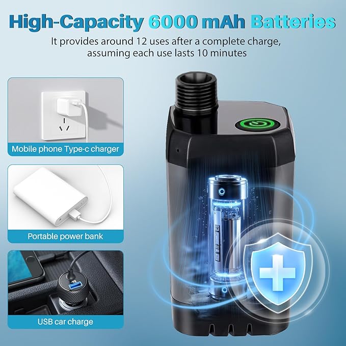 Portable Camping Shower with Heater 6000mAh Rechargeable Portable Shower with 2000W Immersion Heater LED Display Heated Camping Shower for Travel Hiking Car Pet