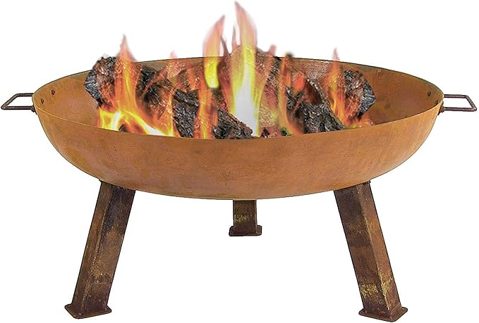 Sunnydaze 30-Inch Cast Iron Heavy Duty Fire Pit for Outside - Wood Burning Outdoor Fire Pit Bowl with Handles - Rust