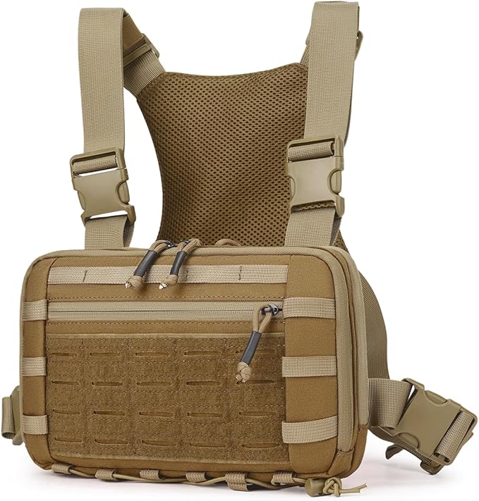 Outdoor Tactical Chest Bag Chest Rig Pack EDC Molle Utility Chest Pouch for Workouts Hiking Fishing