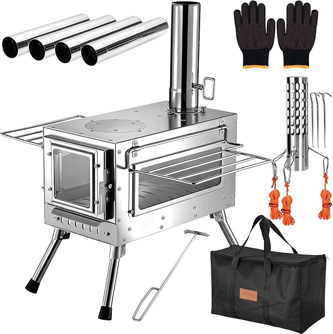 Camping Wood StoveWood Burning Tent StovePortable Hot Tent Stove for Camping Hunting Ice FishingCookingShelter